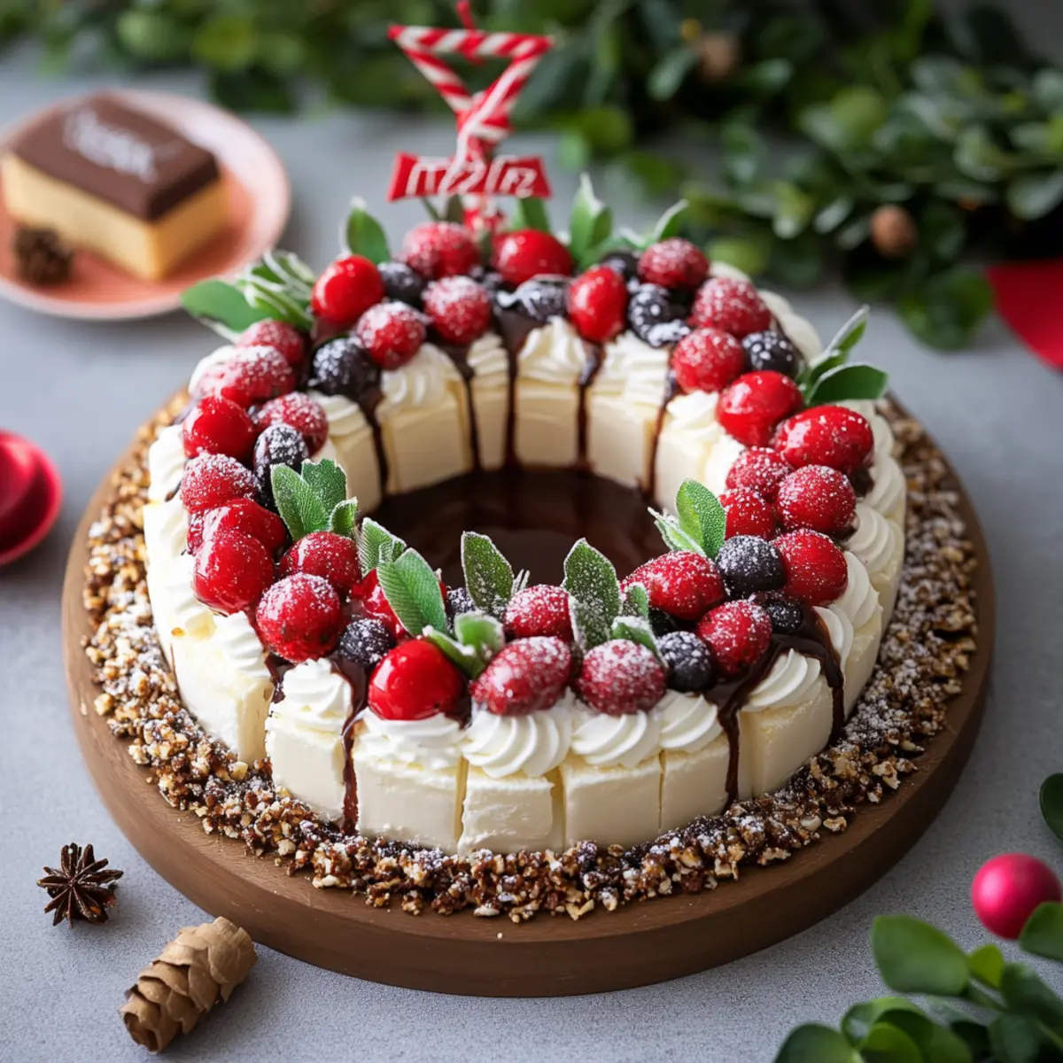 Easy No-Bake Christmas Wreath Dessert Recipe