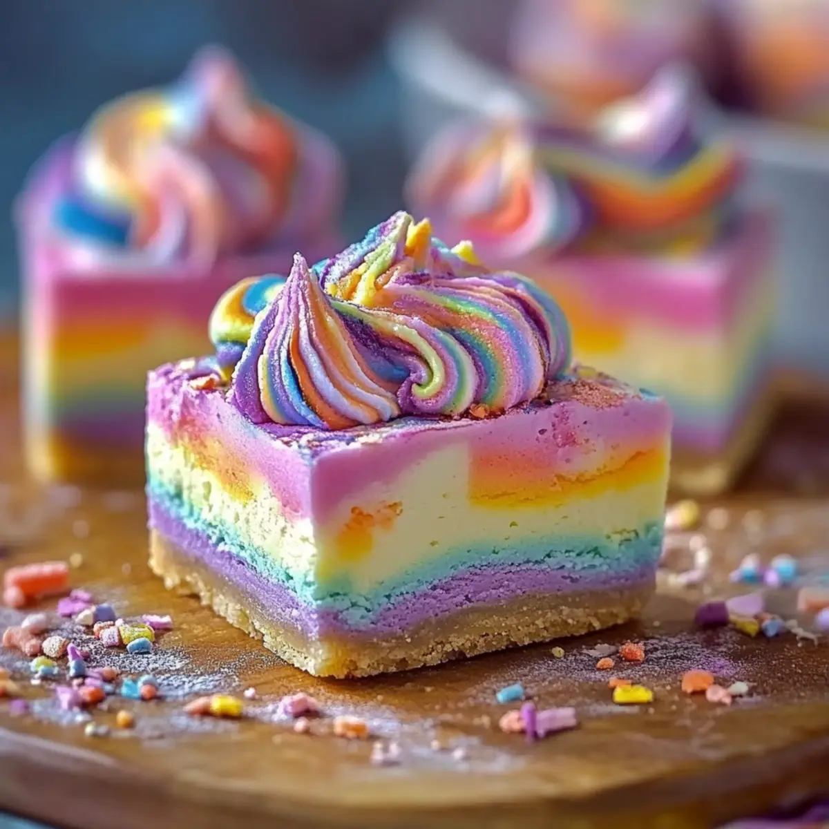 Swirled Rainbow Cheesecake Bars